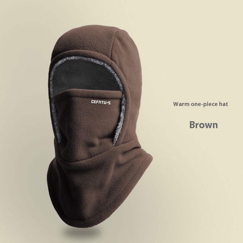 Winter Fleece Hooded Scarf Windproof Cold-proof Warm Face Mask Outdoor Thermal Head Cover Hat - Image 5